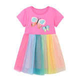 Girl Dress Children's Gauze Dress Summer Girls' Dress Cartoon Printed Fashion Flower Children's Short Sleeve