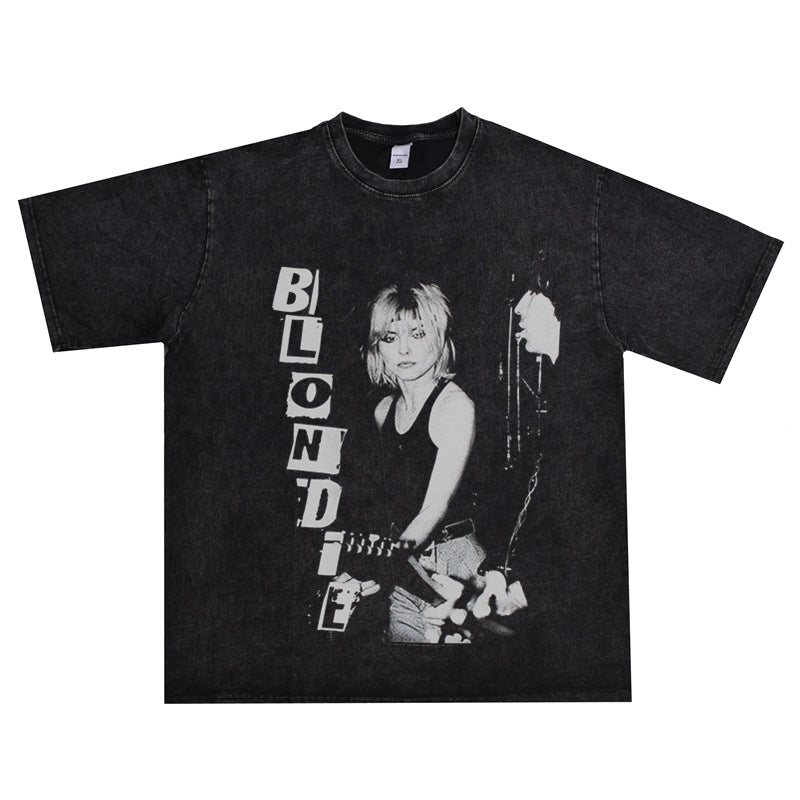 Rock Star T Shirt Rock Blonde Beauty Blondie Men and Women Loose