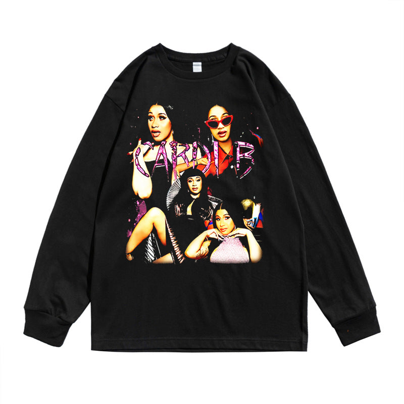 Rock Star T Shirt Printed T-shirt Long Sleeve Loose