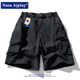 Nasa Shorts Men's Casual Loose Solid Color Shorts