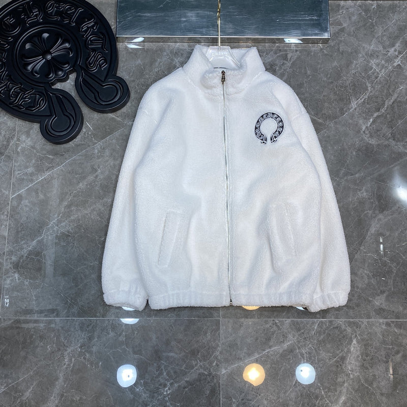 CHH Chrome Heart Coat ChromeHearts Winter Lamb Fur Crochet Horseshoe Fashion Design Cardigan Jacket
