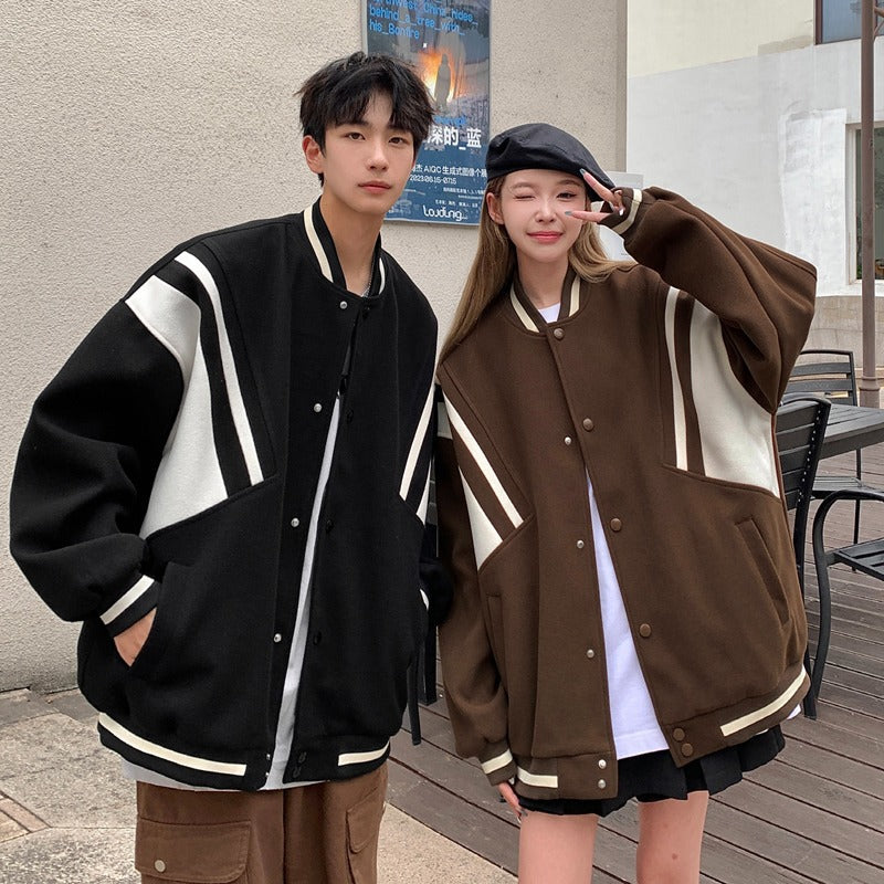 Unisex Baseball Jersey Spring/Autumn Vintage Loose Jacket