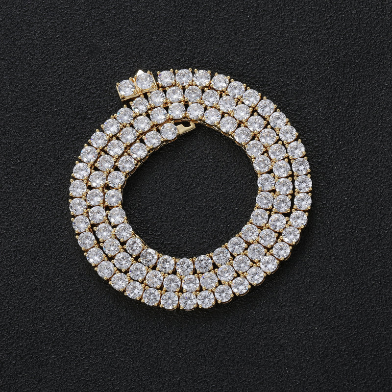 Zircon necklace spring buckle copper micro-paved zircon single row chain