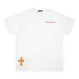 CHH Chrome Heart T Shirts Cross Leather Print Short Sleeve T-Shirt Loose