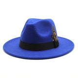 Walter White Hats Fashion Couple Feather Woolen Top Hat Flat Brim Big Brim Jazz Hat