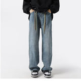Unisex Jeans Wide Leg Pants Washed Straight