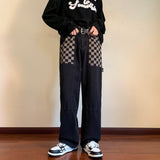 Unisex Jeans American Splicing Jeans Loose Straight
