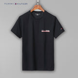 Tommy T Shirts Printed T-shirt Tommy Men's Short Sleeve Cotton round Neck Slim Fit