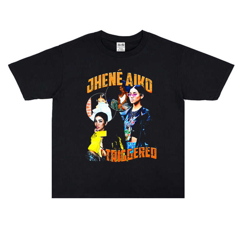 Rock Star T Shirt Rapper Jhene Aiko Personalized Printed T-shirt Short Sleeve Loose Cotton