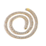 Zircon necklace double row copper tennis chain