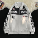 Unisex Baseball Jersey oversize motorcycle racing suit baseball jacket loose PU leather jacket