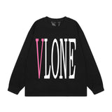 Vlone Sweatshirts Autumn and Winter Pink Big V Letter Crew Neck