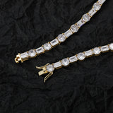 Zircon necklace square and round mixed inlaid zircon tennis chain