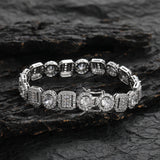 Zircon necklace square round mix and match tennis chain