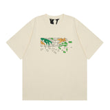 Vlone T Shirt Spring Summer Leaf Big V Pattern Crew Neck