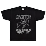 Rock Star T Shirt Led Zeppelin Angel Swan Song T-shirt Rock Band Loose Vintage Short Sleeve