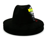 Walter White Fedora Topper Hand Painted Graffiti Woolen Hat Printed Tie-Dye Felt Hat