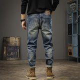 Unisex Jeans Spring/Autumn Vintage Ripped Jeans Straight Pants