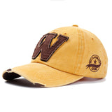 Walter White Hats Sun Hat Spring/Summer Sun Protection Hat W Letter Cap Distressed Peaked Cap Washed