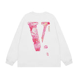 Vlone Sweatshirts Autumn and Winter Cherry Blossom Big V Letter Crew Neck