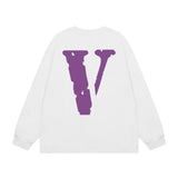 Vlone Sweatshirts Autumn and Winter Purple Big V Letter Crew Neck