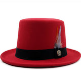 Walter White Hats Woolen British Gentleman Flat-Top Cap Magician Hat Wool Top Hat