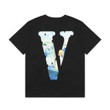 Vlone T Shirt Spring Summer Painting Pattern Crew Neck Pullover