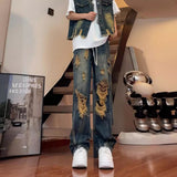 Unisex Jeans Vintage Washed Jeans Vibe Straight Pants