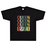 Rock Star T Shirt Queen 1971 T-shirt Queen Band Rock American Street Loose Printed Short Sleeve