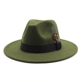 Walter White Hats Fashion Couple Feather Woolen Top Hat Flat Brim Big Brim Jazz Hat