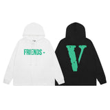 Vlone Hoodie autumn and winter green big V letter hooded sweater