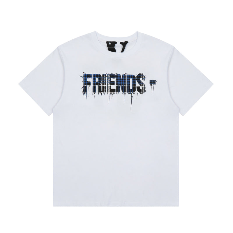 Vlone T Shirt Plaid Big V Letter