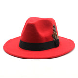 Walter White Hats Fashion Couple Feather Woolen Top Hat Flat Brim Big Brim Jazz Hat
