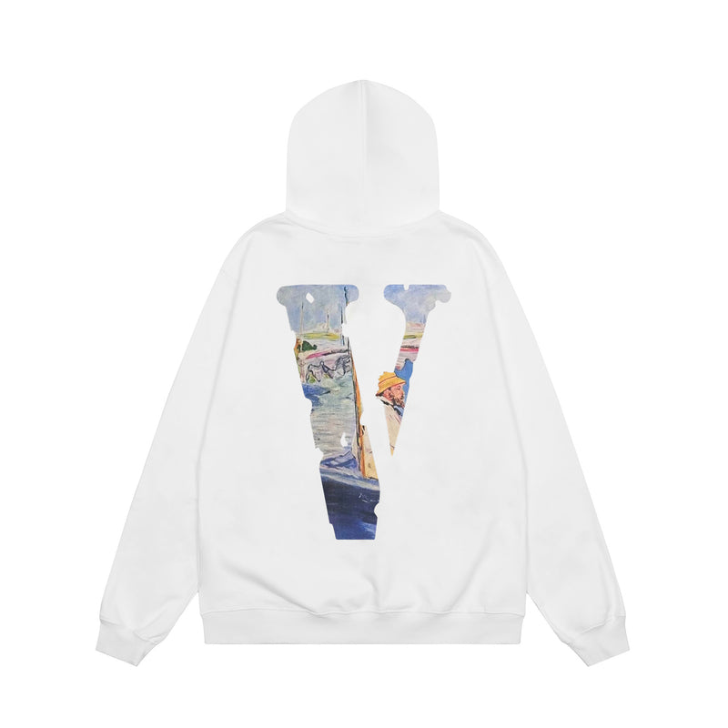 Vlone Hoodie autumn and winter oil painting big V letter hooded
