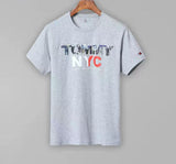 Tommy T Shirts Tommy Men's Short-Sleeved Cotton round Neck Bottoming Shirt Summer Printed T-shirt