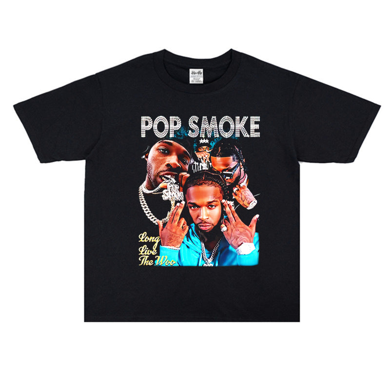 Rock Star T Shirt Pop Smoke Loose Print T-shirt Short Sleeve Summer