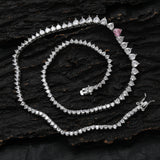 Zircon necklace gradient size heart-shaped tennis chain
