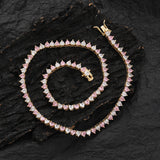 Zircon necklace Pink and white heart-shaped zircon necklace