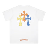 CHH Chrome Heart T Shirts Cross Leather Print Short Sleeve T-Shirt Loose