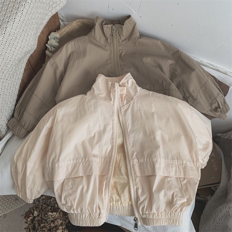 Boy Jacket Children's Stand Collar Coat Cardigan Men's and Women's Baby Zipper Jacket Spring and Autumn Trendy Child
