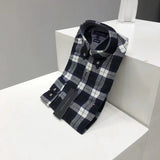 Tommy T Shirts Tommy Spring and Autumn Lattice Printed Fashion Long Sleeve