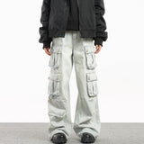Unisex Jeans Washed Tooling Jeans Loose Street Wide Legs