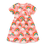 Girl Dress Children's Skirt Style Knitted Cotton Girls' Short Sleeve Dress Cartoon Print