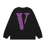 Vlone Sweatshirts Autumn and Winter Purple Big V Letter
