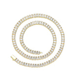 Zircon necklace glossy spring buckle rectangular zirconium single row tennis chain