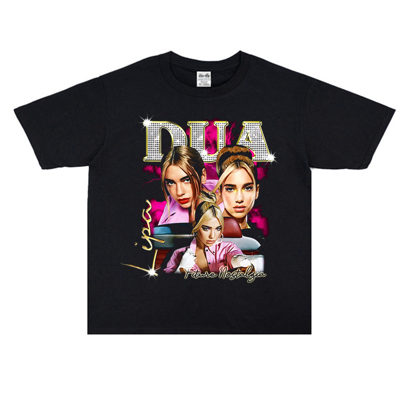 Rock Star T Shirt Personalized Printed Crew Neck T-shirt Short Sleeves Loose Cotton