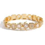 Zircon necklace square round mix and match tennis chain