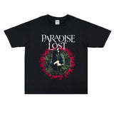 Rock Star T Shirt Printed T-shirt Loose-Fitting Pure Cotton Short Sleeves Heavy Weight
