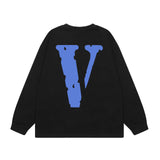Vlone Sweatshirts Autumn and Winter Blue Big V Letter Crew Neck
