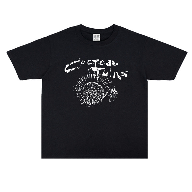 Rock Star T Shirt Cocteau Twins Band Printed T-shirt Pure Cotton Men and Women Washed Distressed